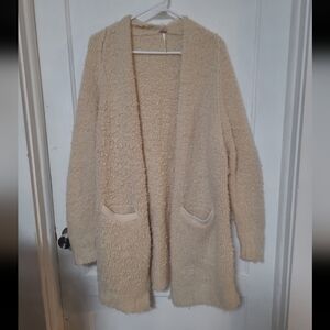 Free People Tan Open-Front Cream Cardigan Duster Sweater